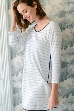 LAKE Women Pima Long Sleeve Nightgown In Marine