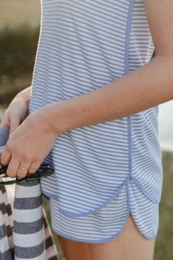 LAKE Women Pima Tank-Short Set In Hydrangea