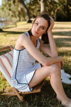 LAKE Pima Tank Gown In Marine