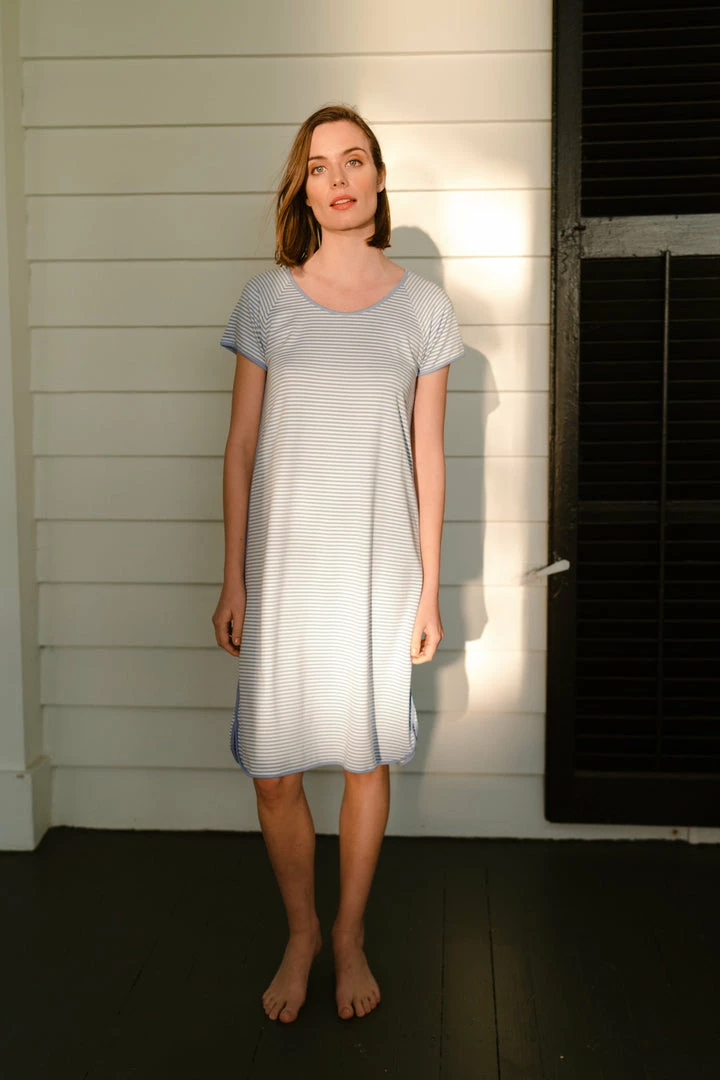 LAKE Women Pima Long Nightgown In Hydrangea