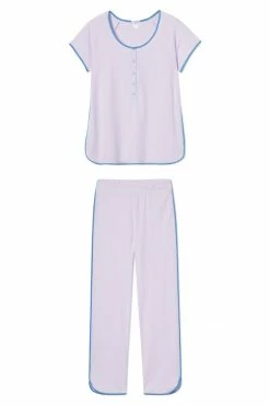 LAKE Pima Maternity Short-Long Set In Lavender Fields Sleep