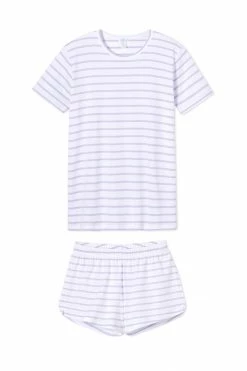 LAKE Women Pima Weekend Shorts Set In Lilac