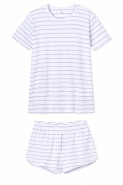 LAKE Sleep Pima Maternity Weekend Shorts Set In Lilac