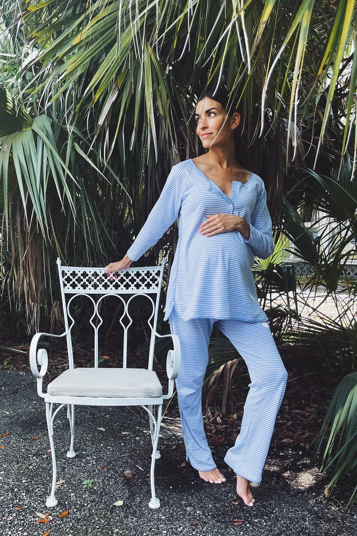 LAKE Pima Maternity Long-Long Set In Hydrangea