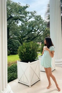 LAKE Pima Maternity Shorts Set In Parisian Green Sleep