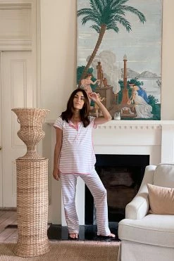 LAKE Pima Maternity Short-Long Set In Rose Sleep