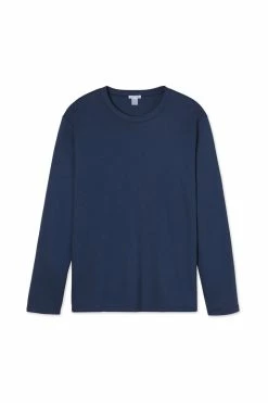 LAKE Men's Long Sleeve Pima Tee In True Navy