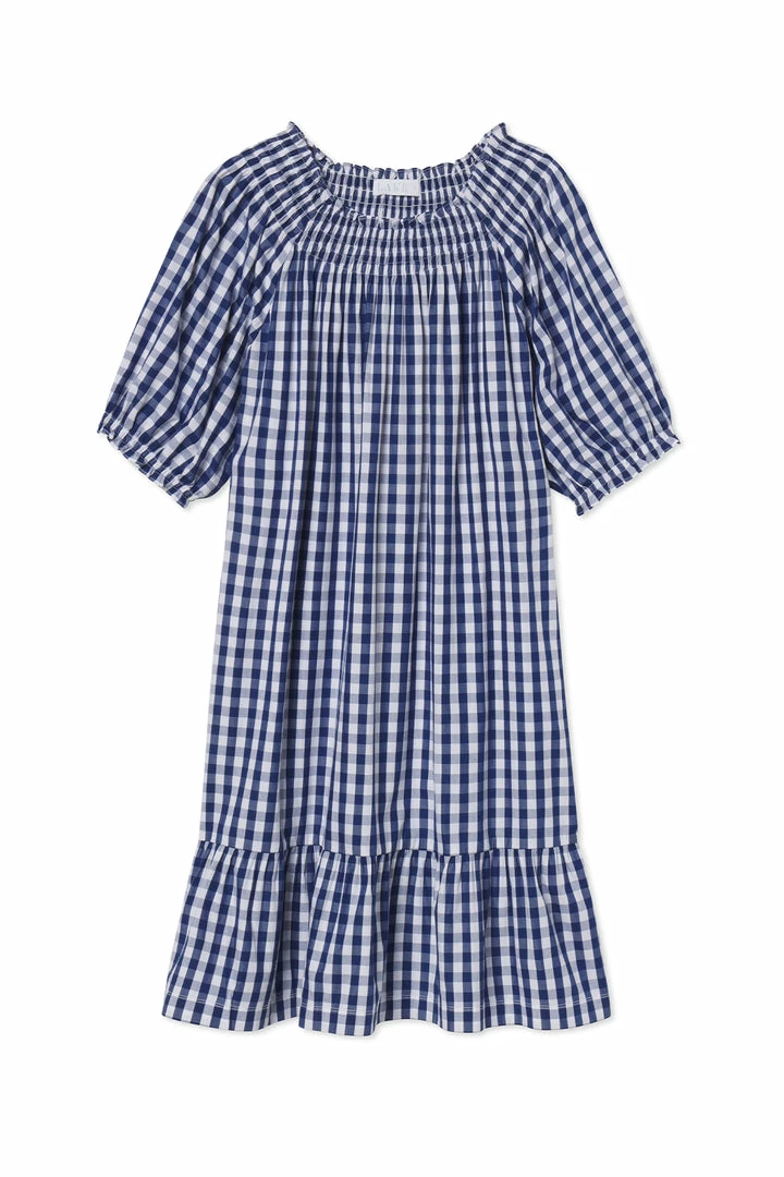LAKE Women Veranda Dress In Navy Gingham