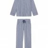 LAKE Men's Poplin Pajama Set In Navy Stripe