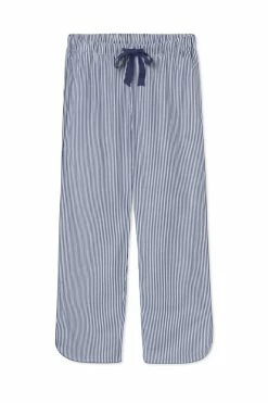 LAKE Poplin Pajama Pants In Navy Stripe