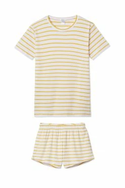 LAKE Organic Pima Weekend Shorts Set In Ochre