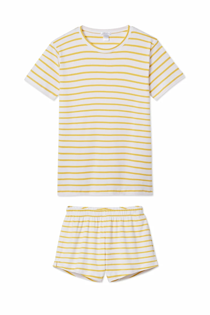 LAKE Organic Pima Weekend Shorts Set In Ochre