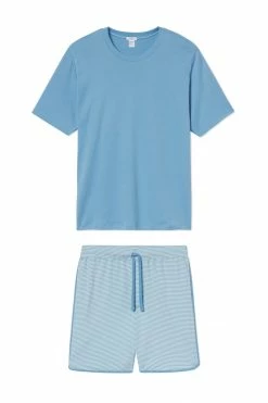 LAKE Men's Pima Pajama Shorts Set In Pacific New Arrivals