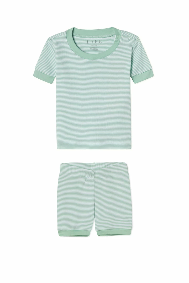 LAKE Kids Baby Shorts Set In Parisian Green