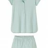 LAKE Pima Maternity Shorts Set In Parisian Green Sleep