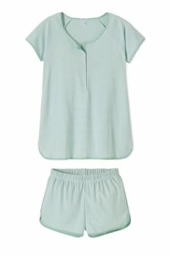 LAKE Pima Maternity Shorts Set In Parisian Green Sleep