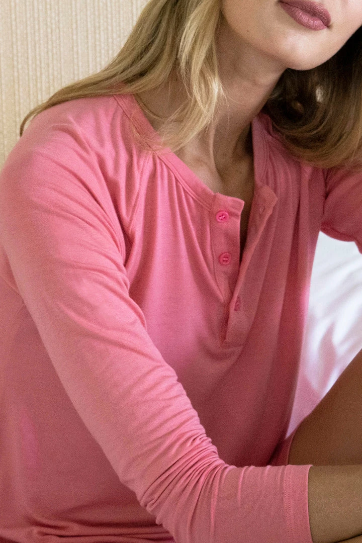 LAKE Women Henley Nightgown In Persimmon