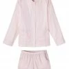 LAKE Poplin Piped Shorts Set In Pale Pink