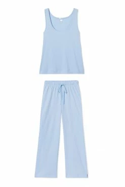 LAKE Pointelle Pajama Pants Set In Periwinkle Women