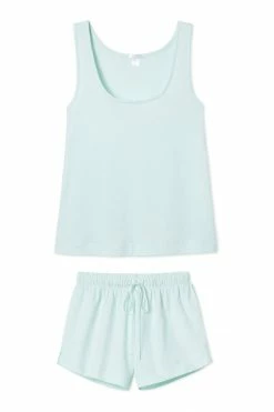 LAKE Women Pointelle Pajama Shorts Set In Pool