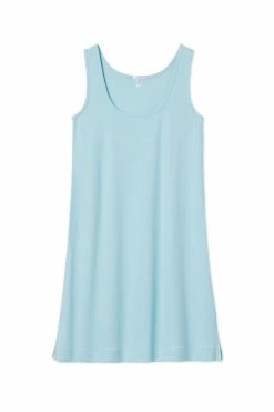 LAKE Pointelle Tank Gown In Surf Women