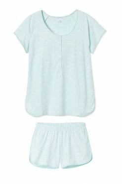 LAKE Pima Maternity Shorts Set In Pool