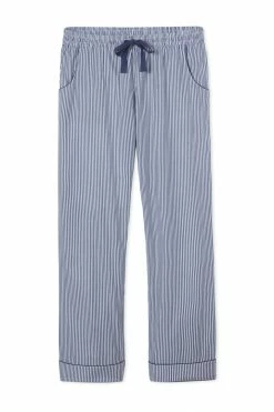 LAKE Men's Poplin Pajama Pants In Navy Stripe