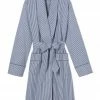LAKE Women Poplin Robe In Navy Stripe