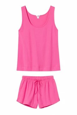 LAKE Pointelle Pajama Shorts Set In Rosa Women