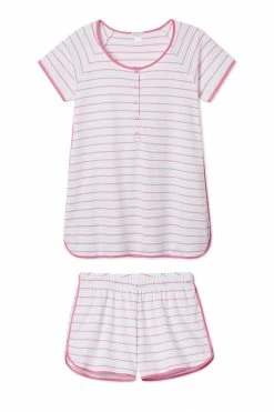 LAKE Pima Maternity Shorts Set In Rose Sleep