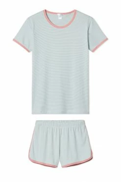 LAKE Organic Pima Retro Shorts Set In Sage Women