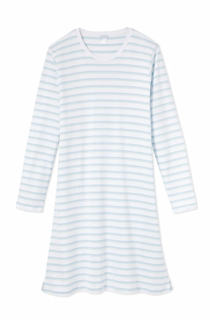 LAKE Pima Long Sleeve Weekend Nightgown In Sea Glass