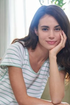 LAKE Pima Long Nightgown In Spring Green