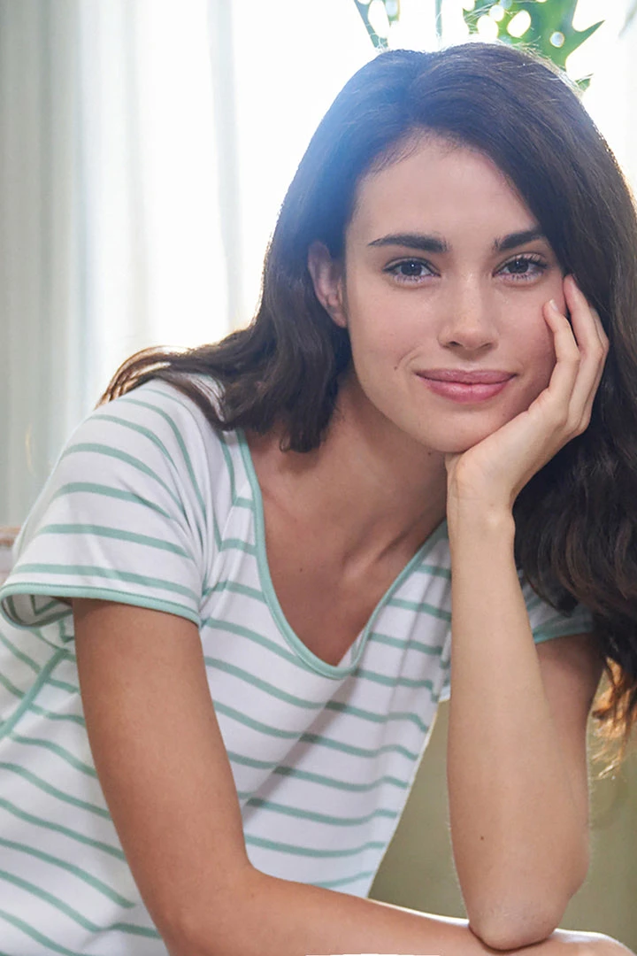 LAKE Pima Long Nightgown In Spring Green