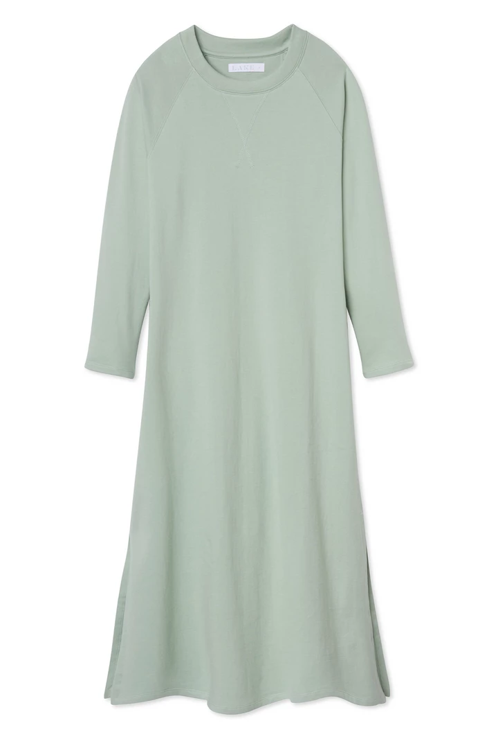 LAKE Lounge Sweatshirt Dress In Moss