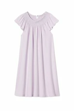 LAKE Sleep Pima Smocked Flutter Nightgown In Thistle