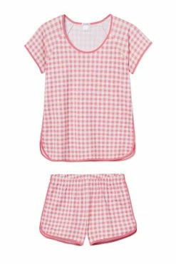 LAKE Pima Shorts Set In Tulip Gingham Women