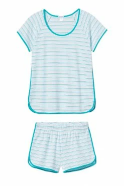 LAKE Pima Shorts Set In Turquoise Ombre Women