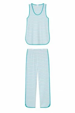 LAKE Pima Tank-Long Set In Turquoise Ombre