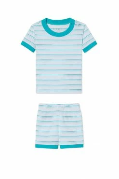 LAKE Kids Baby Shorts Set In Turquoise Ombre