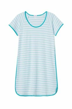 LAKE Pima Nightgown In Turquoise Ombre