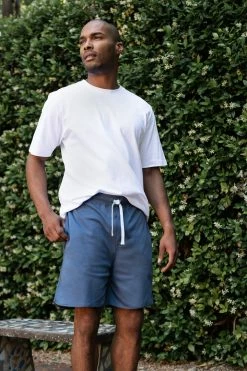 LAKE Men's Pima Curved Hem Shorts In Navy New Arrivals