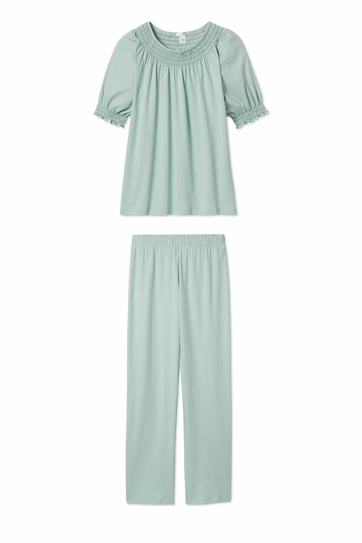 LAKE Pima Smocked Short-Long Set In Willow Women